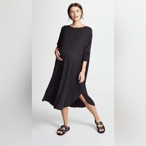 Hatch The Jersey Drape Dress Maternity in Charcoal O/S